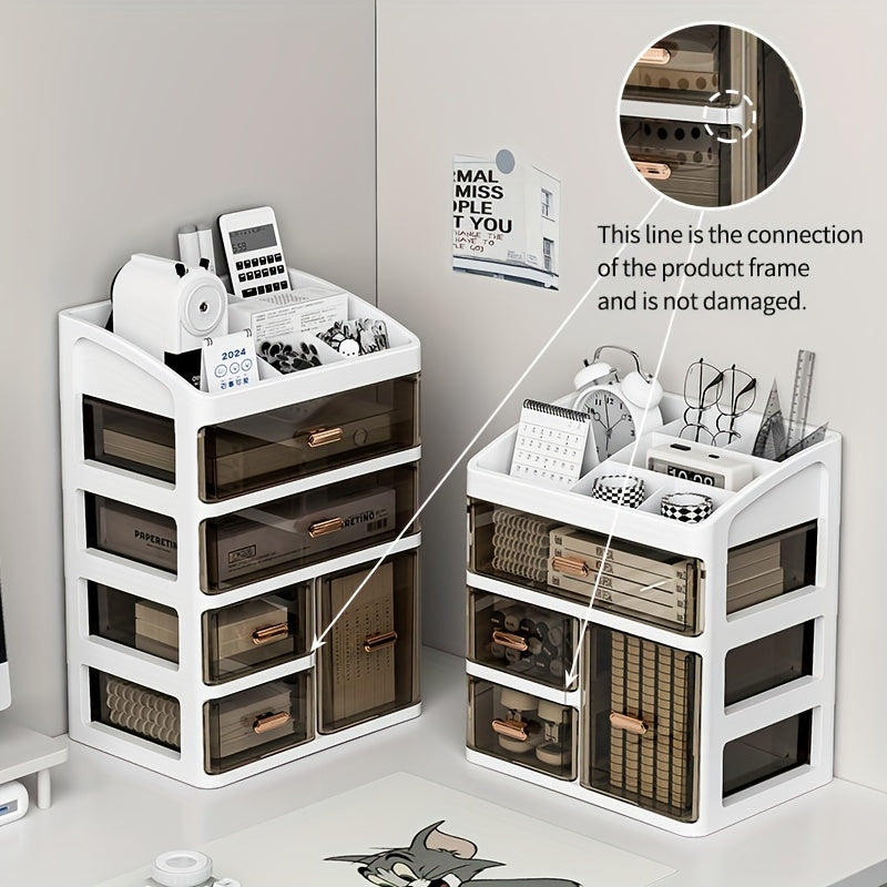 Large Capacity Plastic Cosmetic Organizer with Drawers for Skincare Makeup and Essentials