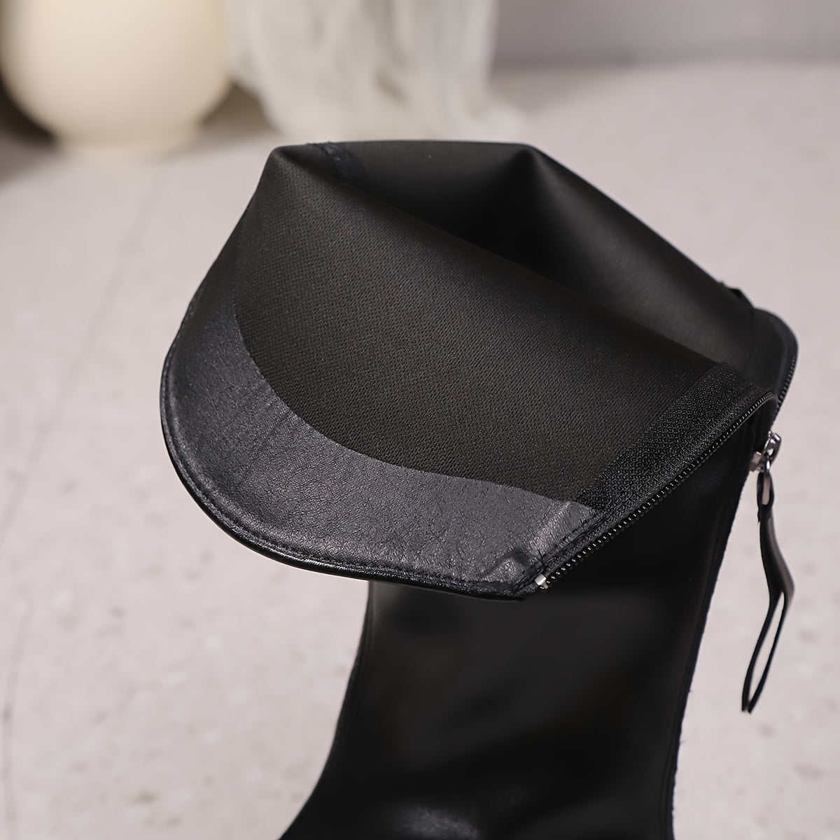 Women's Mid-Calf Synthetic Leather Boots with Zipper and Thick Sole