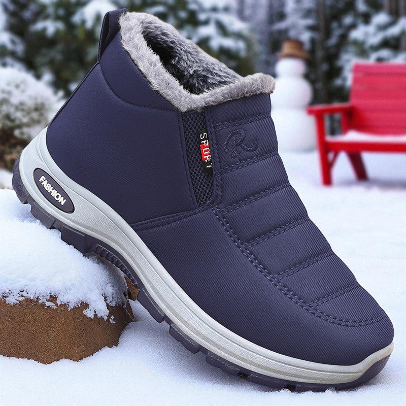 All-Season Thermal Insulated Slip-On Shoes for Men and Women Beige Winter Boots