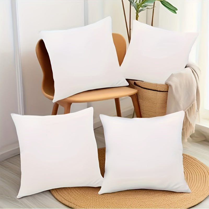 White Short Plush Pillow Covers Set 4 with Zipper Closure Machine Washable Polyester for Home Decor Sofa Bed Car
