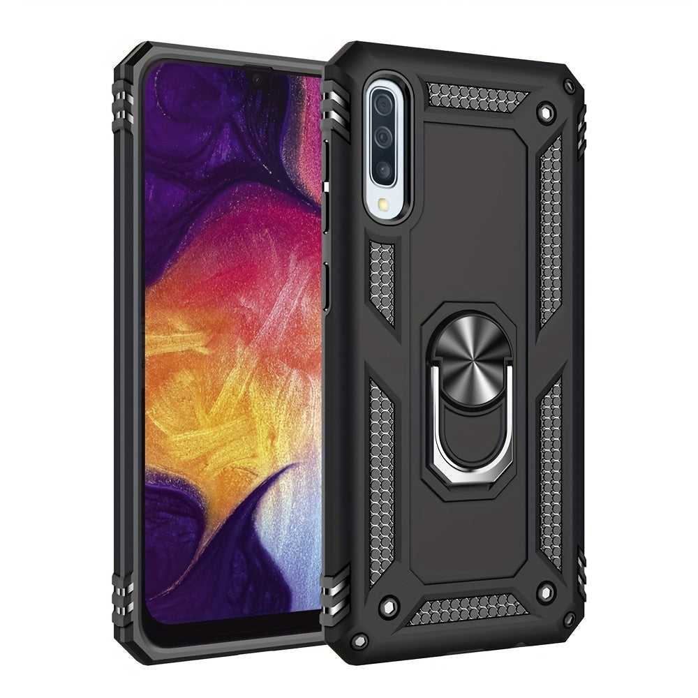 Shockproof Phone Case for Samsung Galaxy A Series with Ring Kickstand and Air Cushion Protection