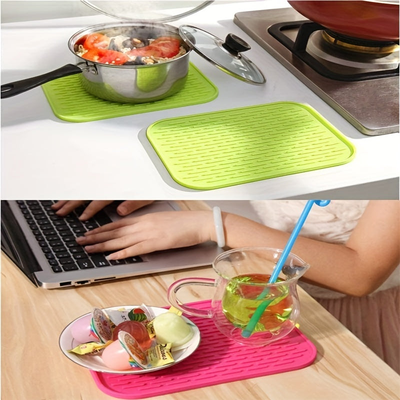 Tapete de silicona para cocina resistente al calor, antideslizante y secador para platos, colores vibrantes, 21.6cm x 16cm