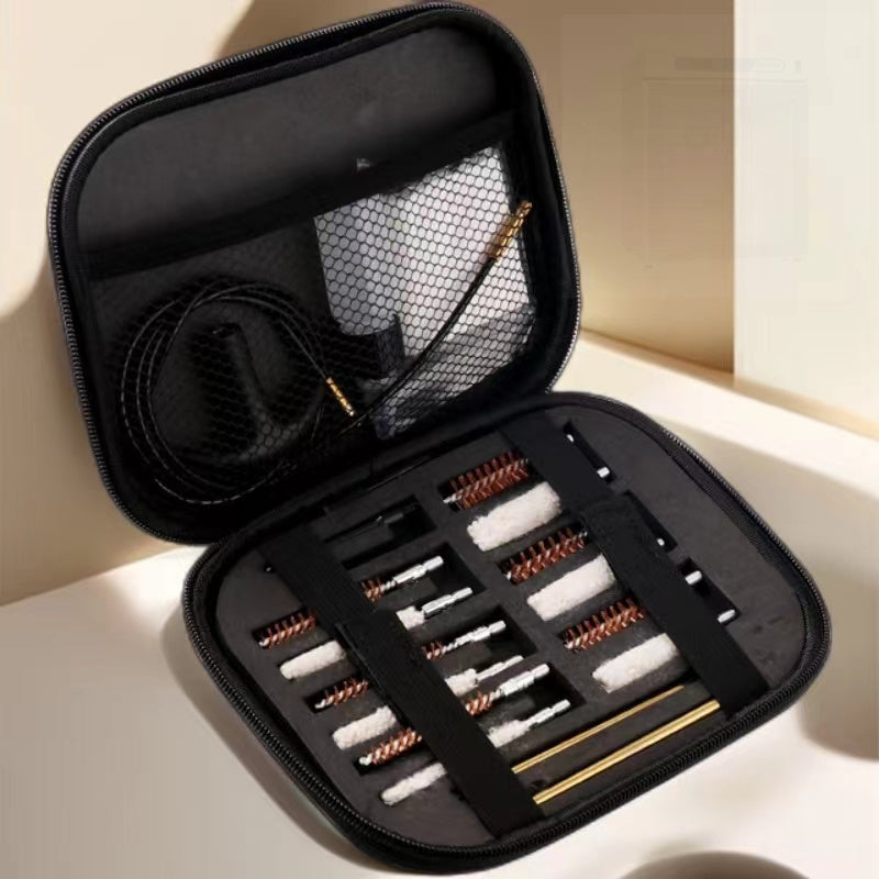 Kit portátil de limpieza de armas de nylon con estuche con cremallera, cepillo para cañón, estuche rígido de almacenamiento