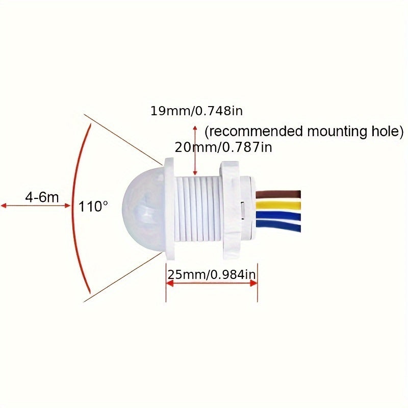 White PIR Motion Sensor Switch for Indoor Outdoor Use 85-265V Hardwired