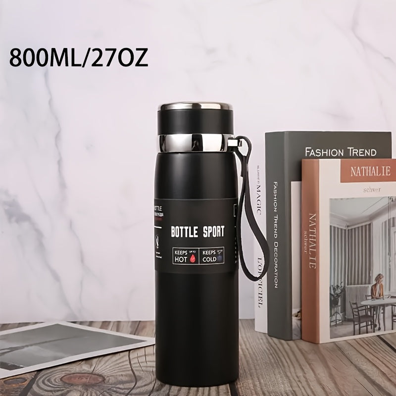 Stainless Steel 1000ml Vacuum Insulated Water Bottle with Strap BPA-Free Keeps Hot Cold Sports Outdoor