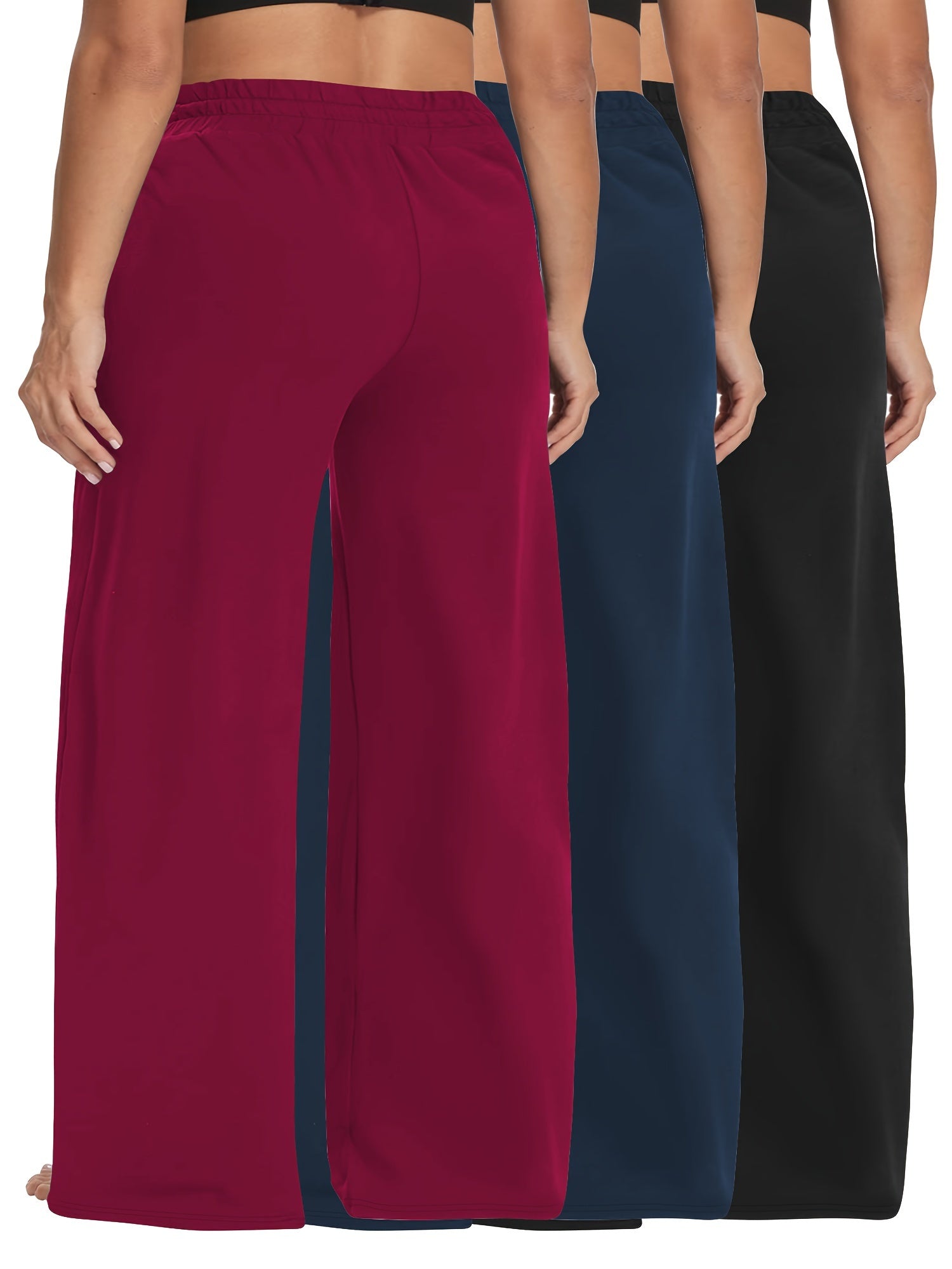 Plus Size Wide Leg Pants Elastic Waistband Drawstring Pockets Cropped Casual