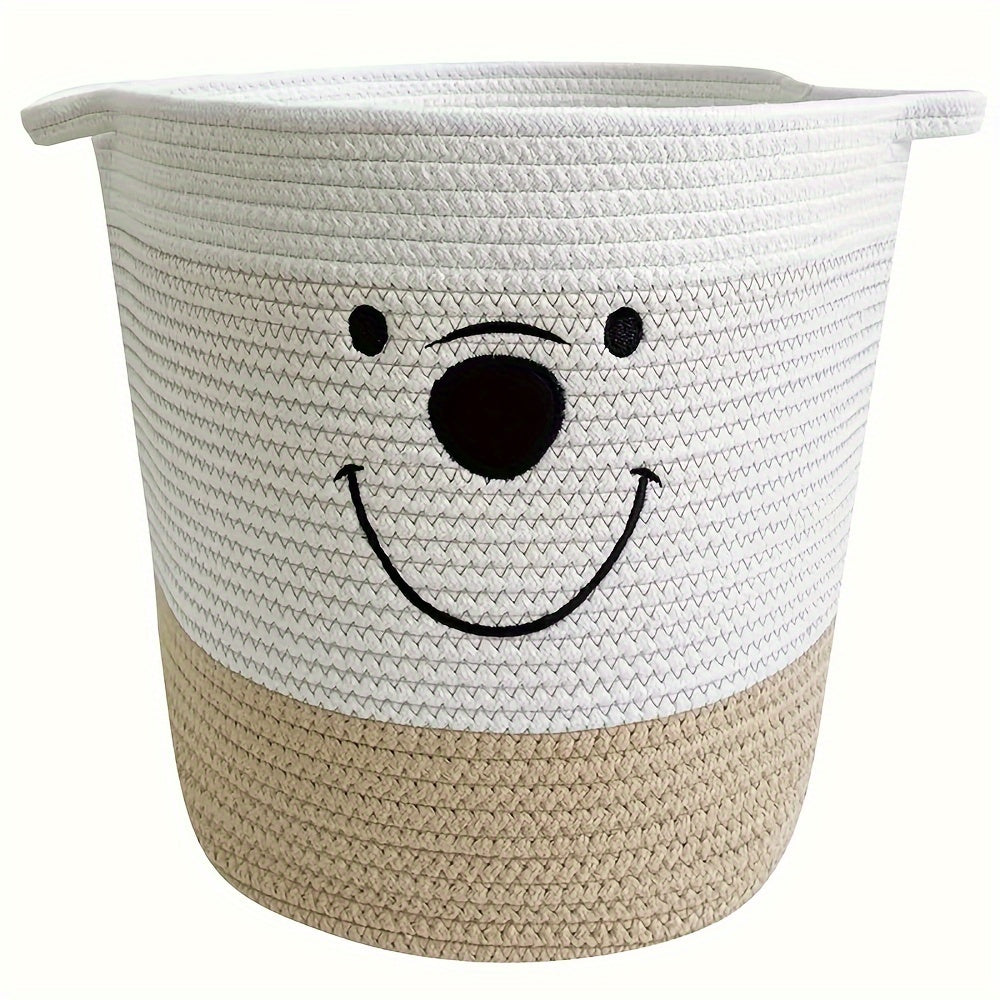 Large Cotton Rope Storage Basket with Handles White and Khaki for Gifts