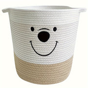 Large Cotton Rope Storage Basket with Handles White and Khaki for Gifts