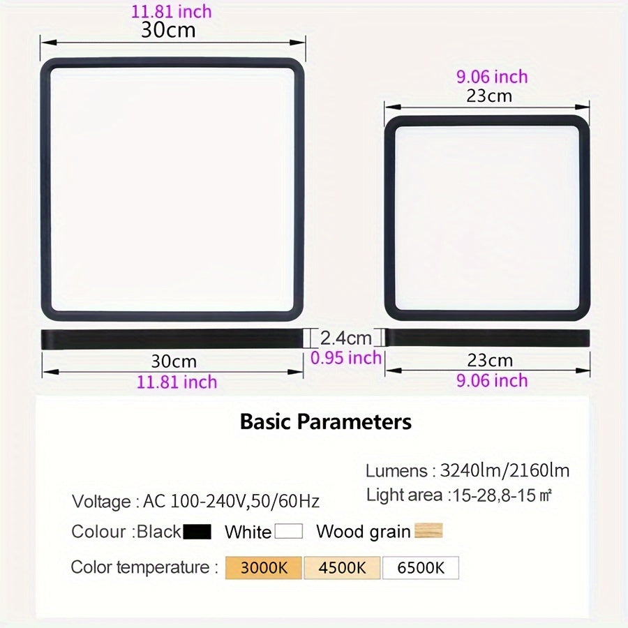 Modern Nordic LED Ceiling Light 24W 36W Ultrathin Square Indoor Living Room Bedroom