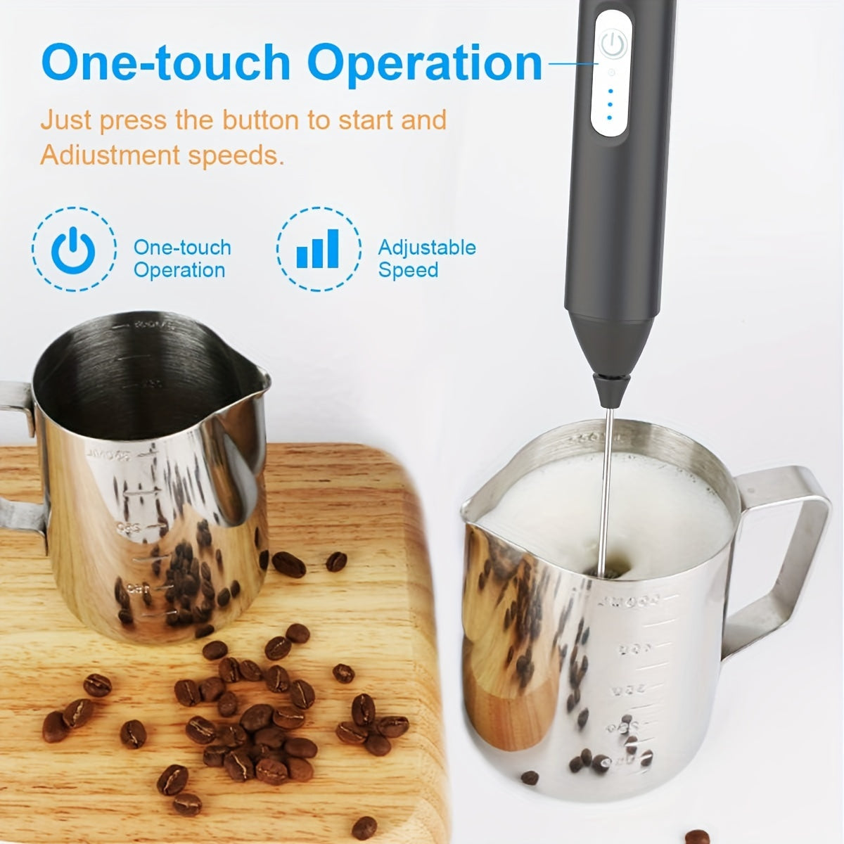 Rechargeable Handheld Milk Frother Electric Foam Maker for Coffee and Latte