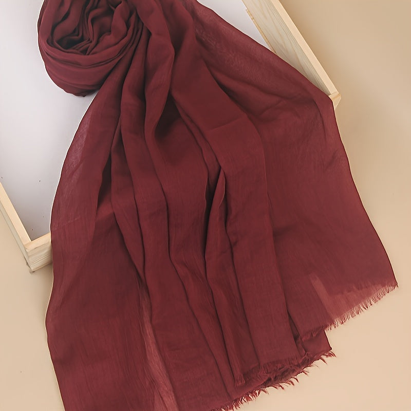 Women's Lightweight Solid Color Scarf Shawl Breathable Soft Polyester Sun Protection