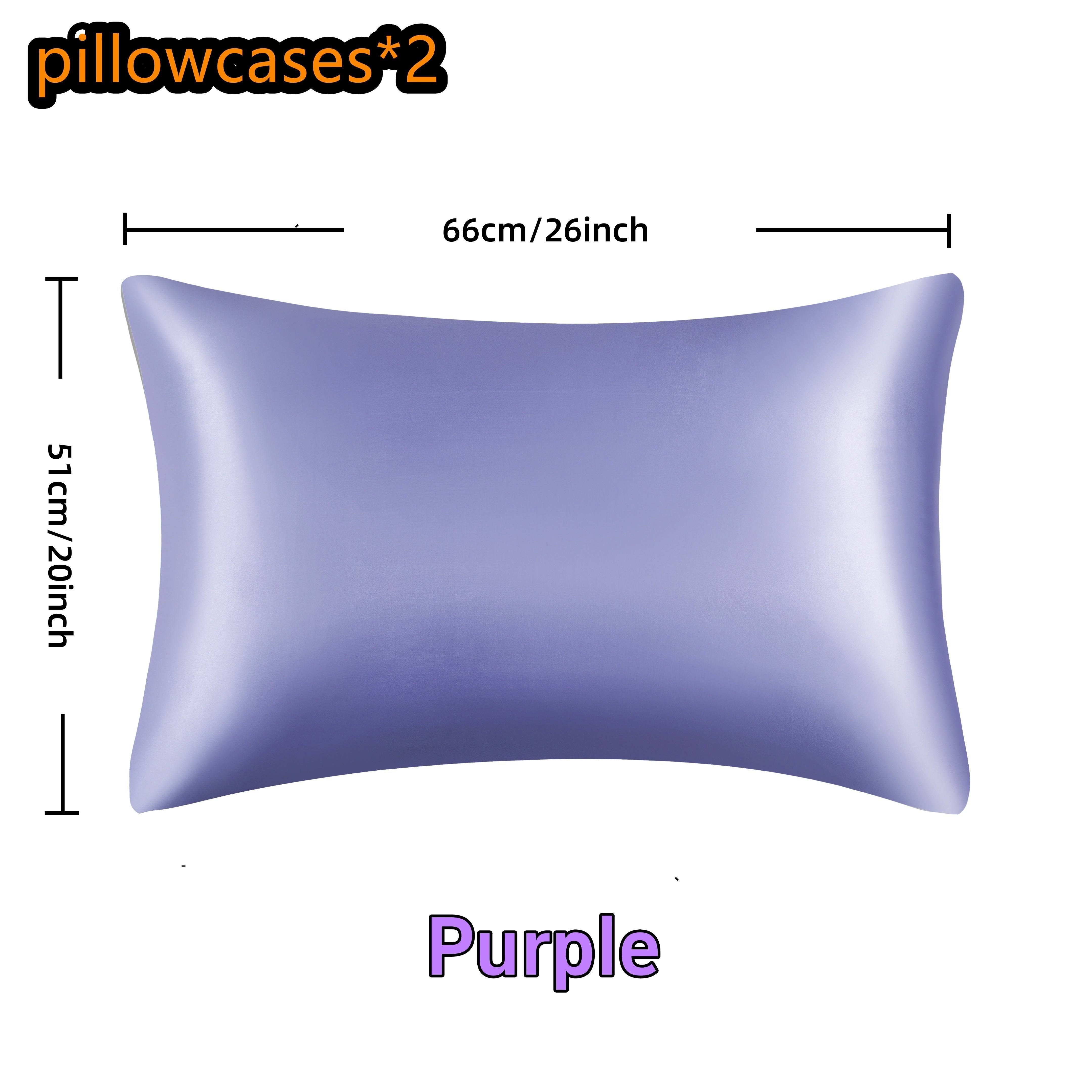 Set of 2 Satin Pillowcases in Multiple Colors 100% Polyester Envelope Closure