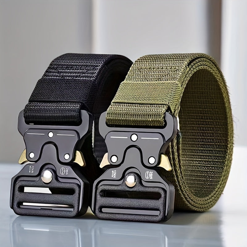 Unisex Camouflage Canvas Nylon Belt with Quick-Release Buckle for Casual and Outdoor Wear