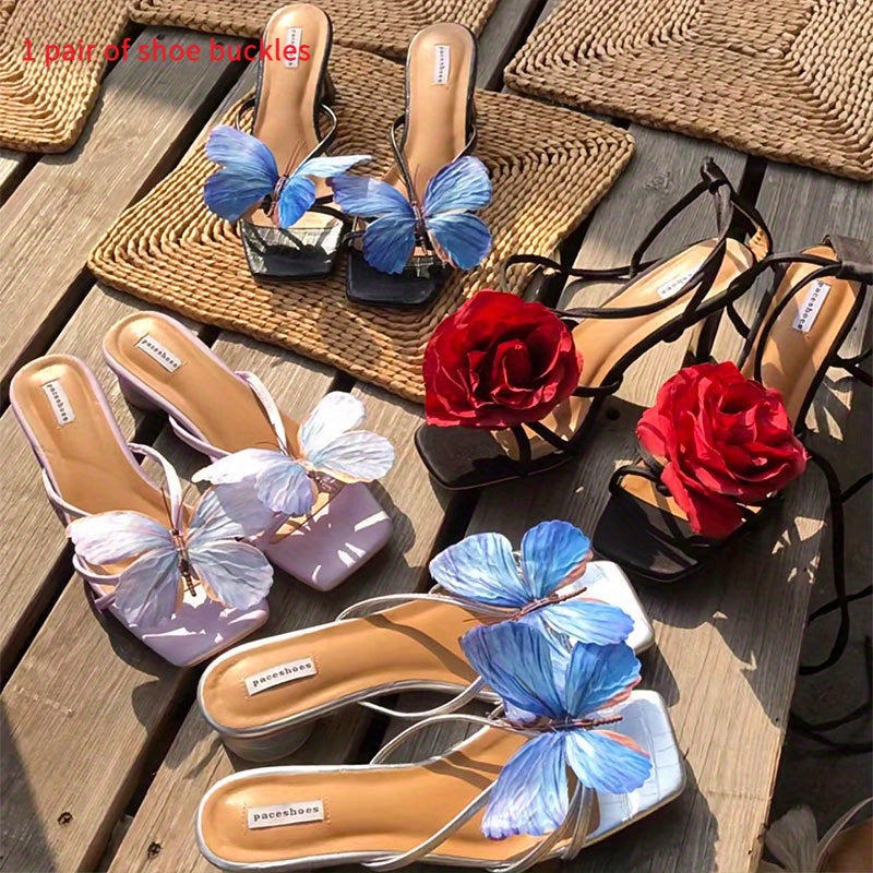 Women's Butterfly Flower Shoe Clips Detachable Beach Vacation Accessories