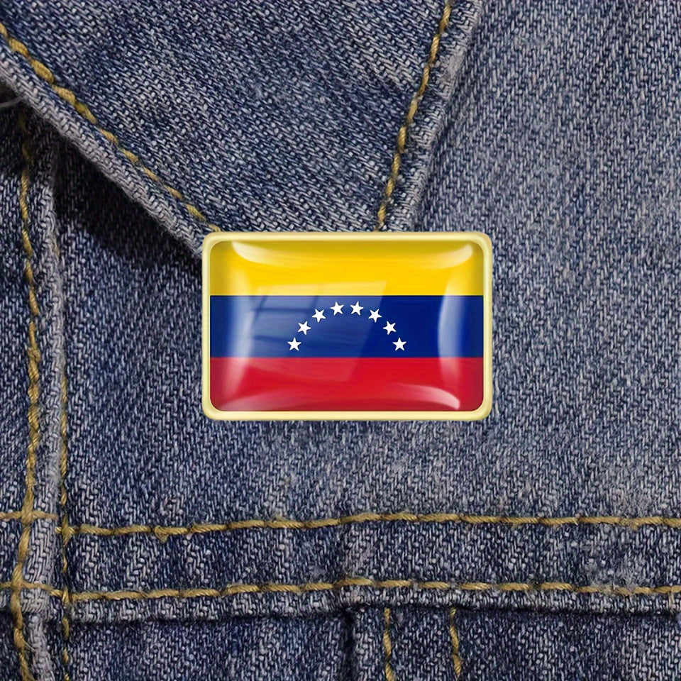 20 ta Vintage uslubidagi Venezuelan bayrog'i belgilari uchun belbog'li badjlar to'plami, kvadrat alloy kolleksiyasi