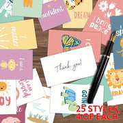 Set of 100 Inspirational Affirmation Cards with 25 Unique Designs for Encouragement and Gratitude