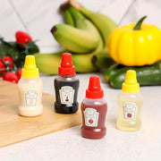 Set of 4 Mini Sauce Dispenser Bottles for Salad Ketchup Honey Soy Plastic