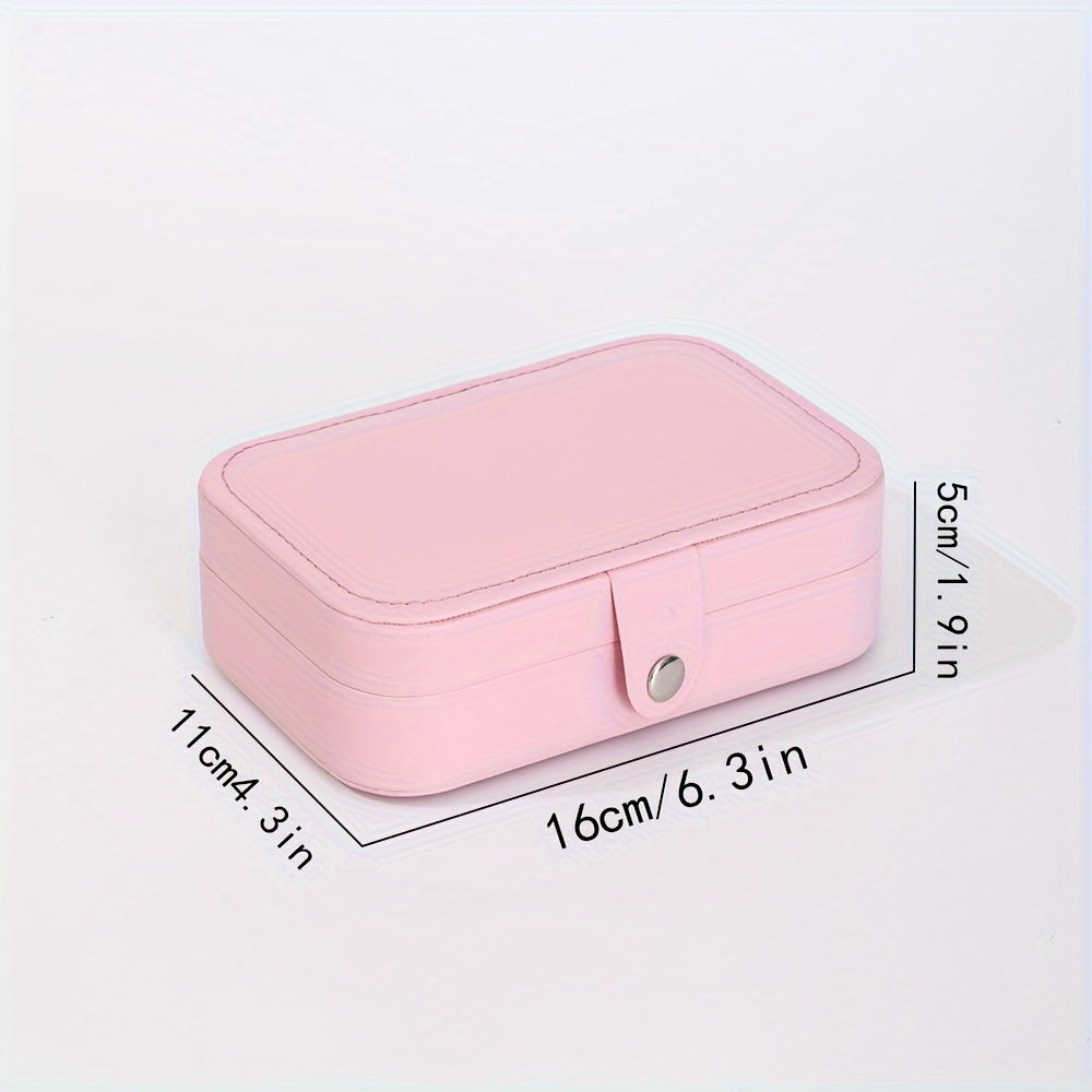 Joyero rosa para mujeres con compartimentos y espejo