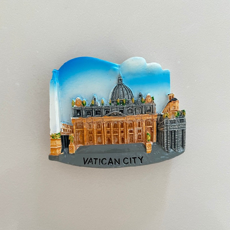 Handmade 3D Resin Magnet with Vatican City Architecture Hexagon Decor Gift