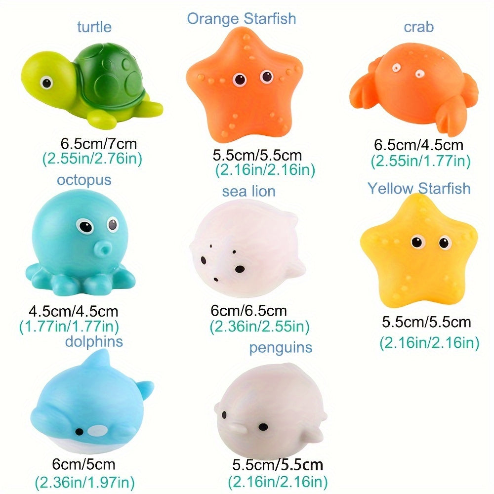 Bolalar hammom o'yinchoqlari to'plami - yoritiladi, suzadi, PVC materialidan tayyorlangan, batareya kiritilgan.