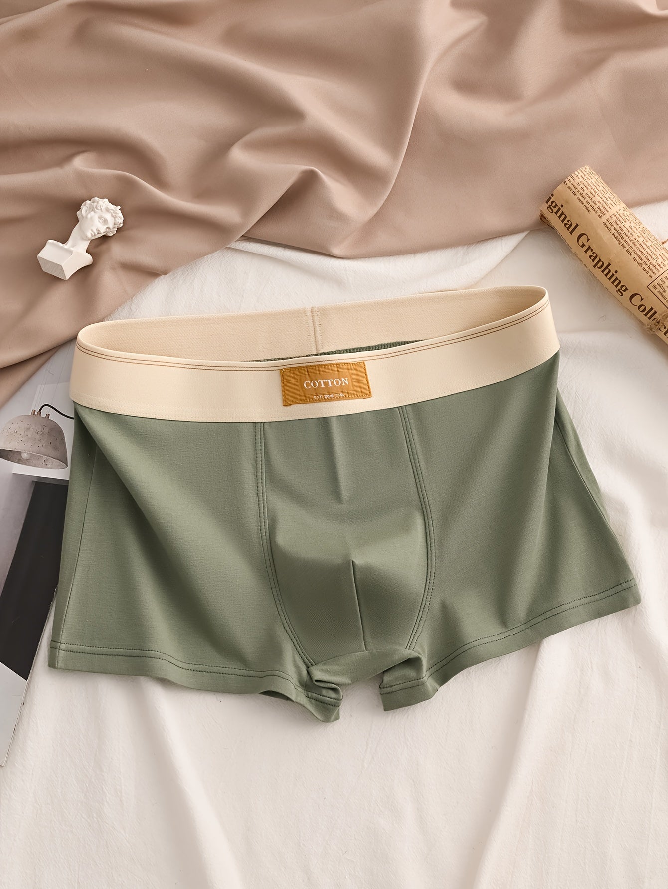 Men's Cotton Boxer Briefs 4 Pack Breathable Stretch Solid Colors Black Gray Brown