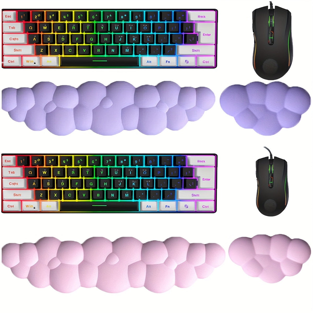 2pcs Memory Foam Wrist Rests with Cloud Design for Keyboard and Gaming