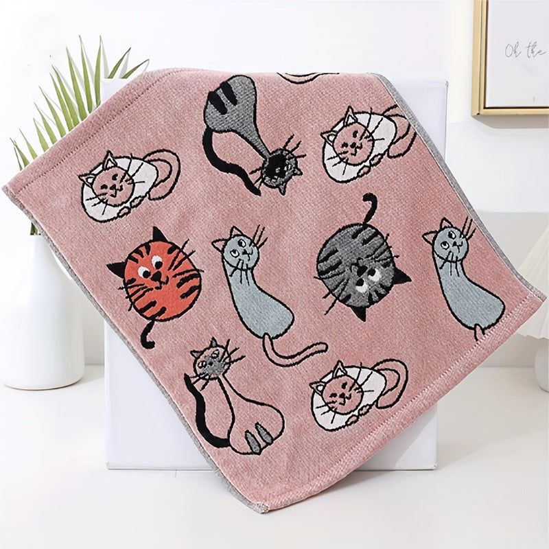 Cotton Towel with Cat Pattern 34x40 cm for Bathroom and Kitchen