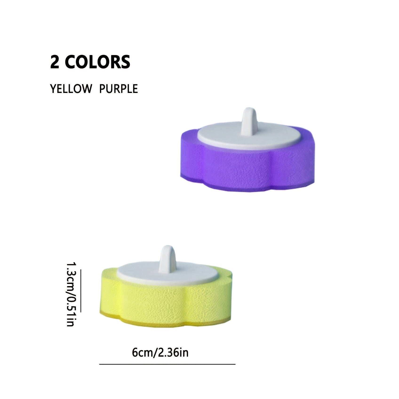 Replaceable Toilet Brush Set with 2 Replacement Heads in Yellow and Purple