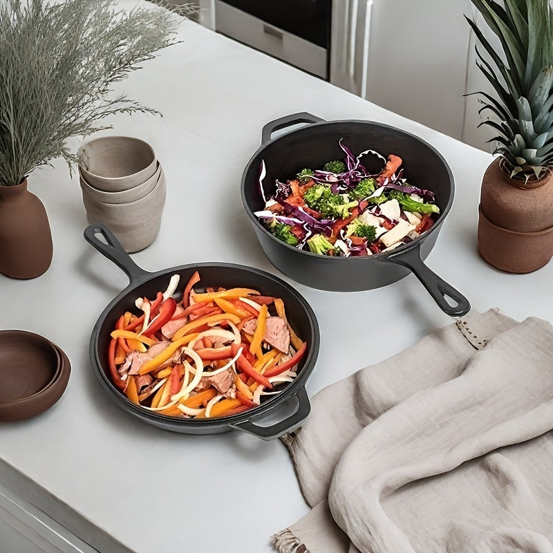 Cast Iron 2-in-1 Pot for Cooking and Camping Durable Outdoor Kitchen Equipment