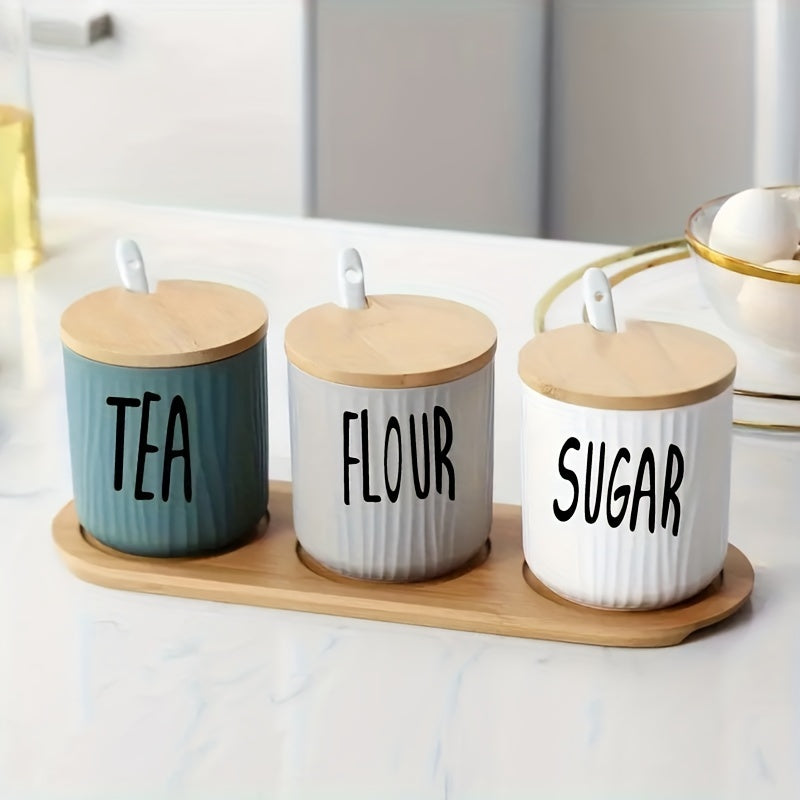 Набор из 4 коричневых наклеек для кружек для маркировки сахара, кофе, чая и порошка на кухне. Изготовлены из виниловых наклеек для стен.