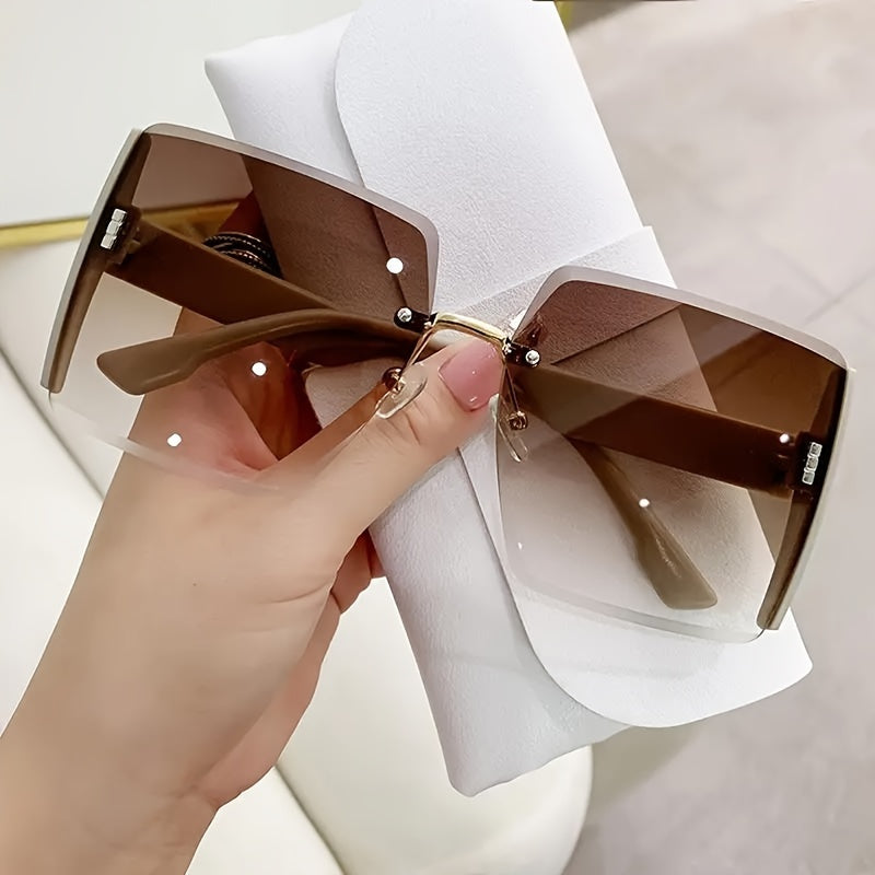 Women's Oversized Square Sunglasses with Gold Frame for Daily Wear Hiking and Trekking