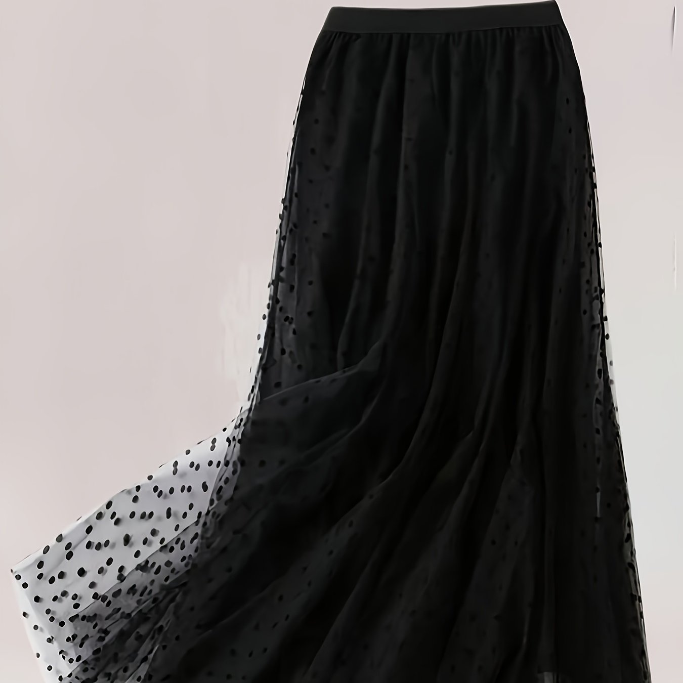 Plus Size Polka Dot Sheer Skirt Lightweight Polyester Flared Summer Beach Cover-Up