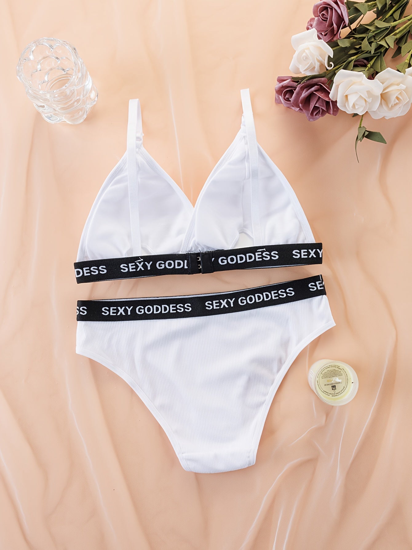 Women's Backless Lingerie Set with Removable Padding and High Support Briefs in Solid Colors