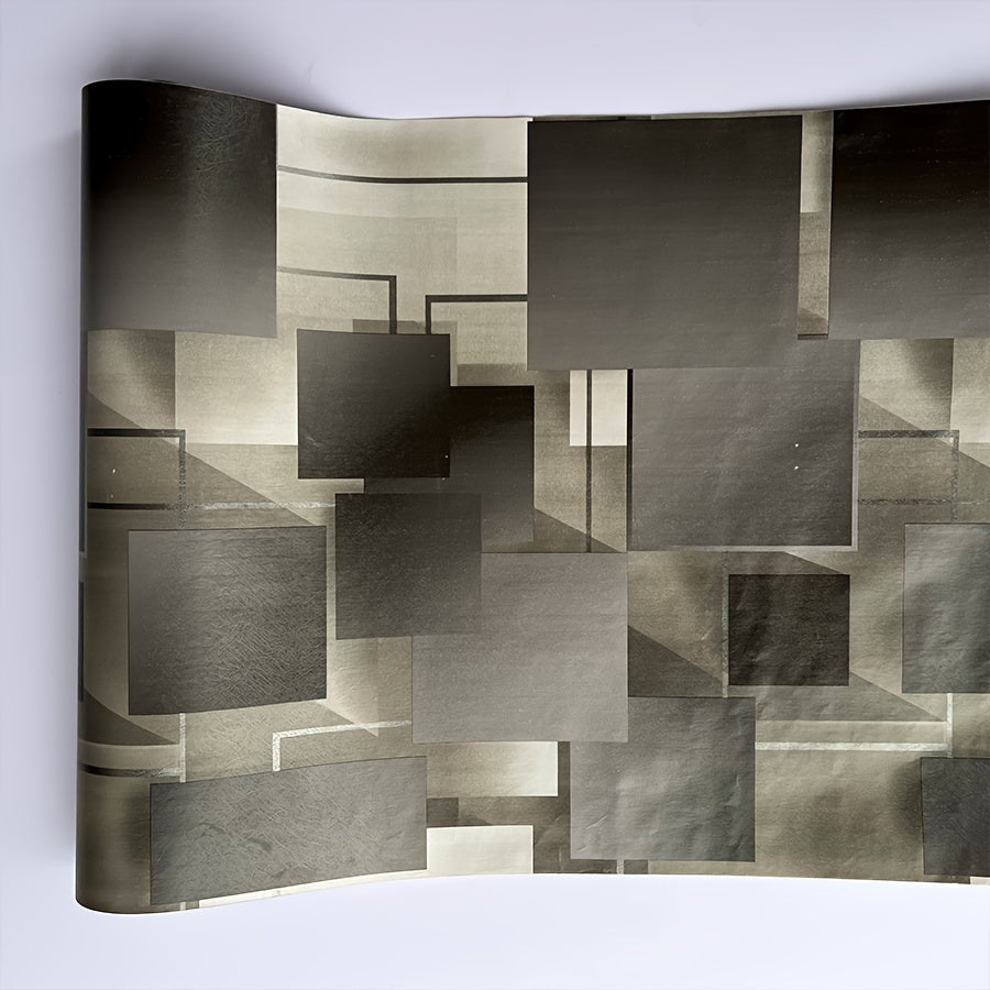 Vinyl Wallpaper 3D Square Shapes Striped Pattern Self-Adhesive DIY for Bedrooms Living Rooms Dining Rooms