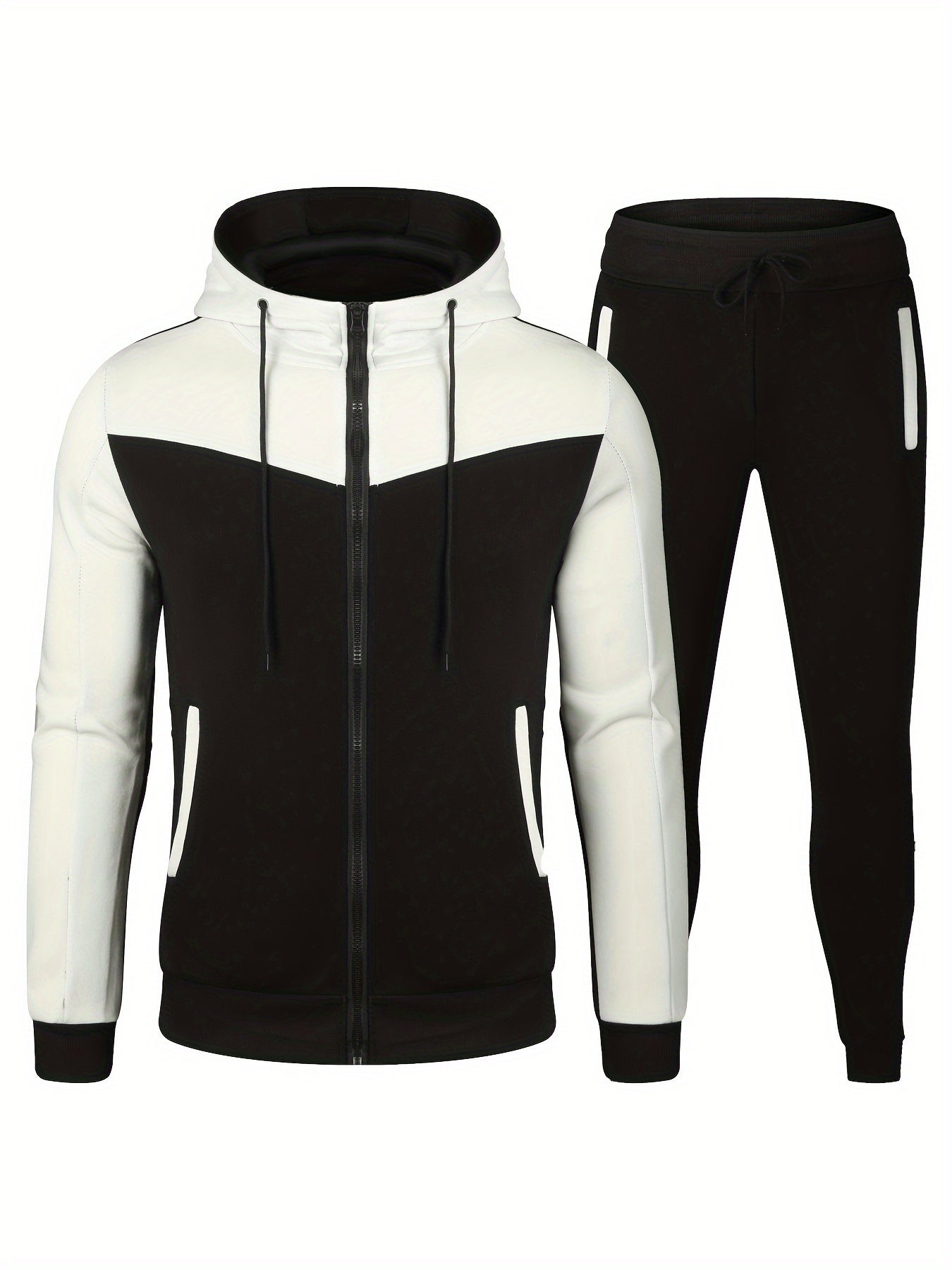 Conjunto deportivo de dos piezas para hombre, sudadera con capucha y joggers, ropa deportiva transpirable de poliéster para primavera y otoño