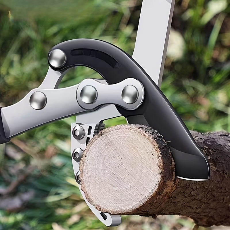 Telescopic Bypass Pruning Shears with Metal Body and Ergonomic Handle for Fruit Tree Branches