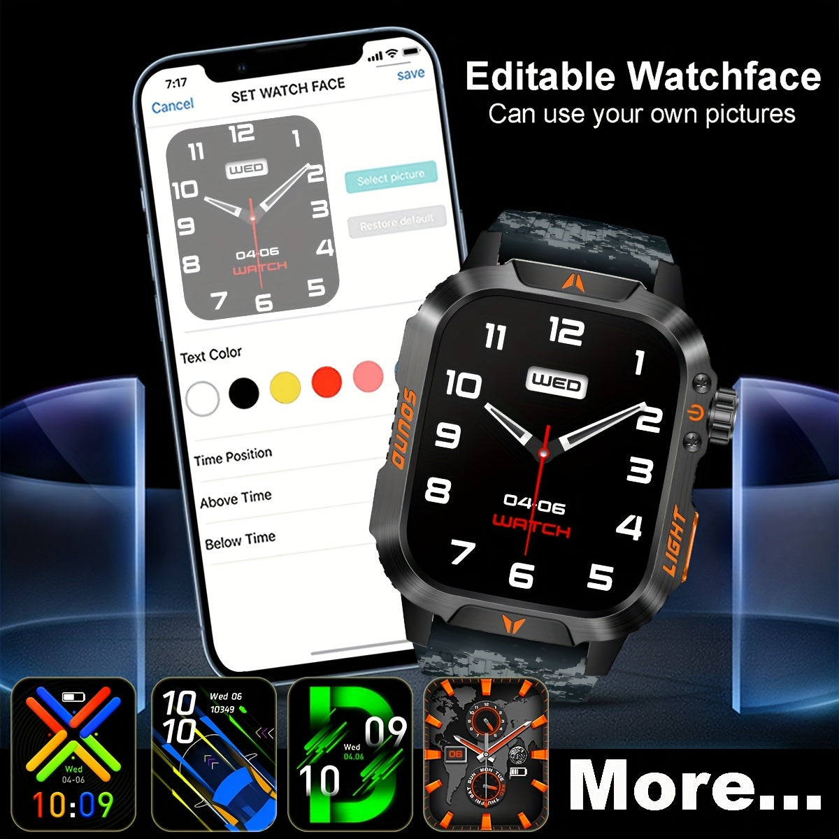 Men's Smartwatch HD Touch Screen LED Flashlight 100+ Sports Modes Pedometer Calorie Tracker