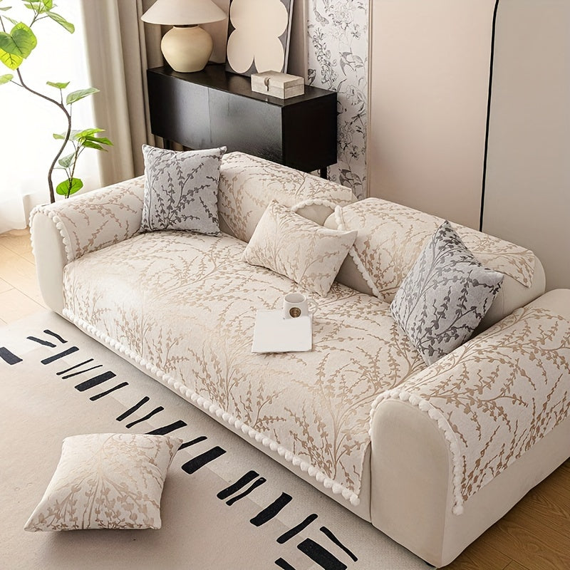 Chenille Jacquard Sofa Cover Non-slip Anti-Cat Scratch All-Season Furniture Protector