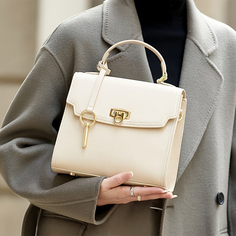 Bolso bandolera de cuero genuino para mujer, bolso pequeño elegante acolchado con correa ajustable