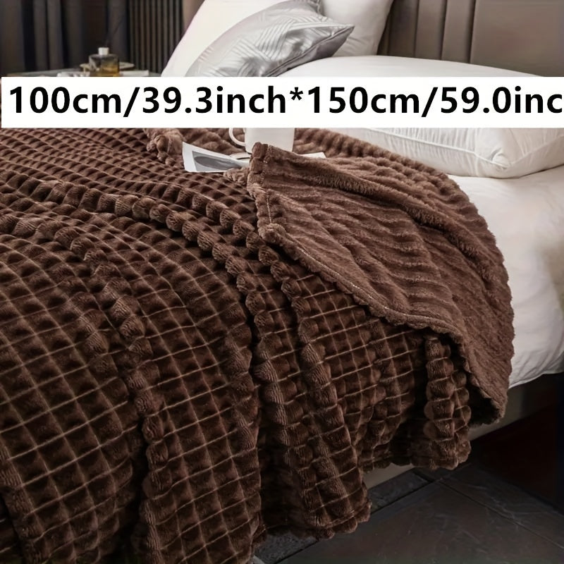 Плед из искусственного кроличьего меха в клетку - теплый и уютный плед для дивана, кровати или софы - мягкий и успокаивающий плед