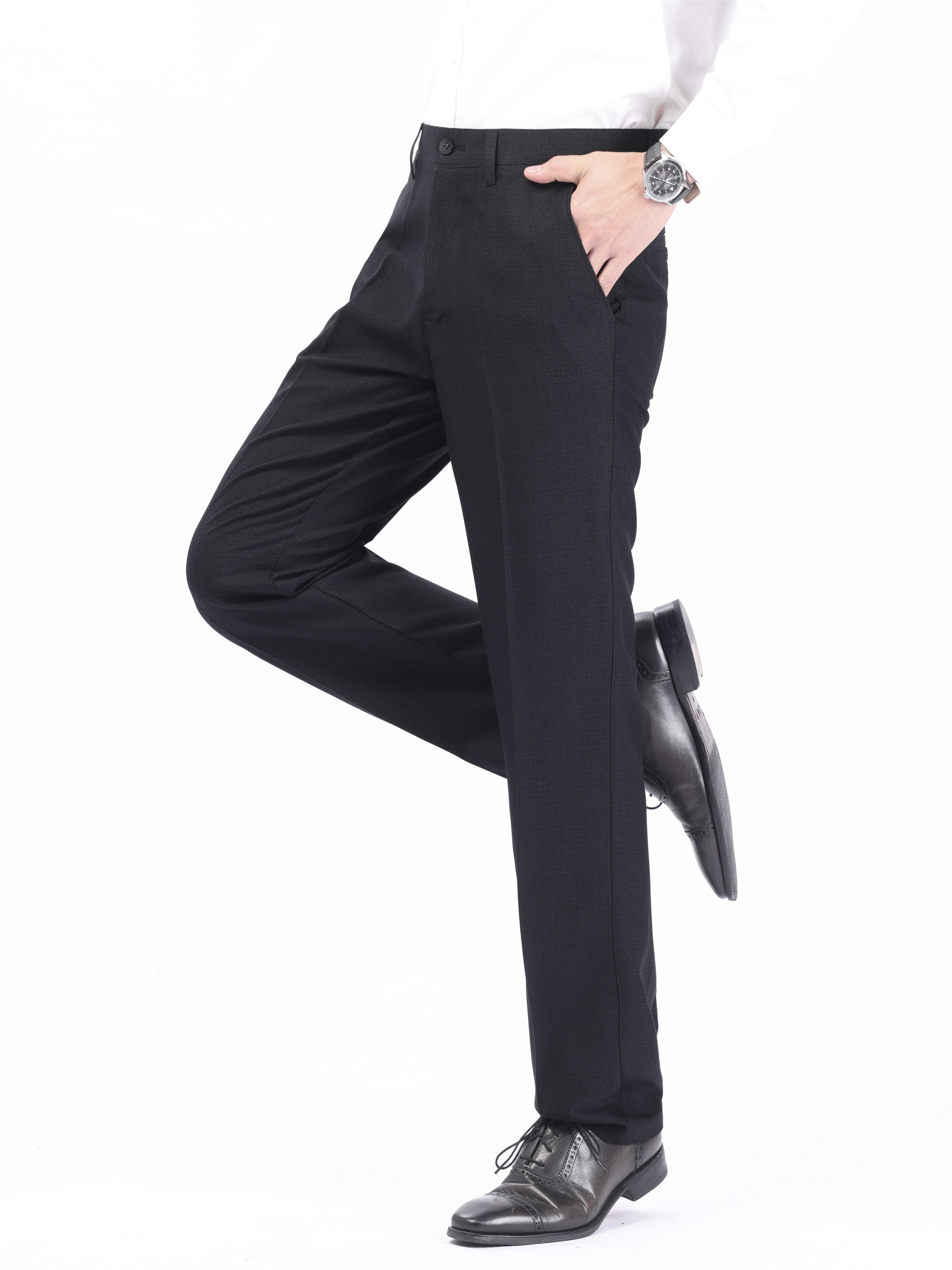 Men's Large Solid Color Business Dress Pants Polyester Woven Regular Fit