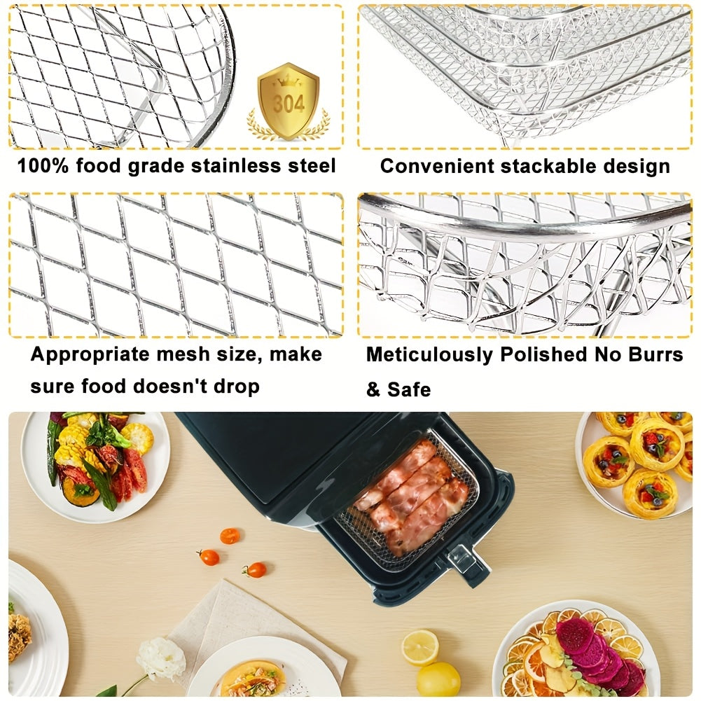 Air Fryer Accessories Set for Max Pro Hot Air Fryers Mesh Stackable Basket Stainless Steel