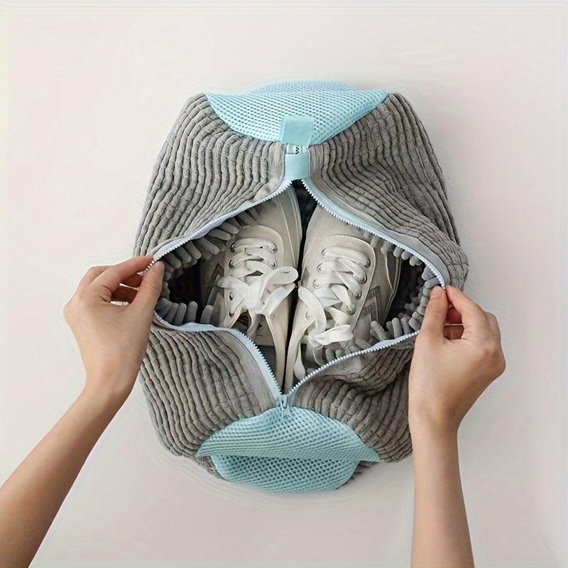 Heavy-Duty Laundry Bag Gray-Yellow Shoe Wash Bag Travel & Gym Safe