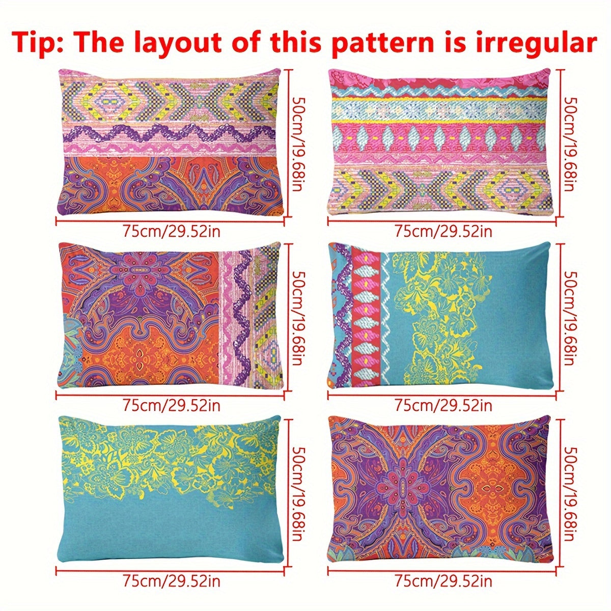 Bohemian Printed Pillowcase 100% Polyester Soft Brushed Fabric Quilted Decor