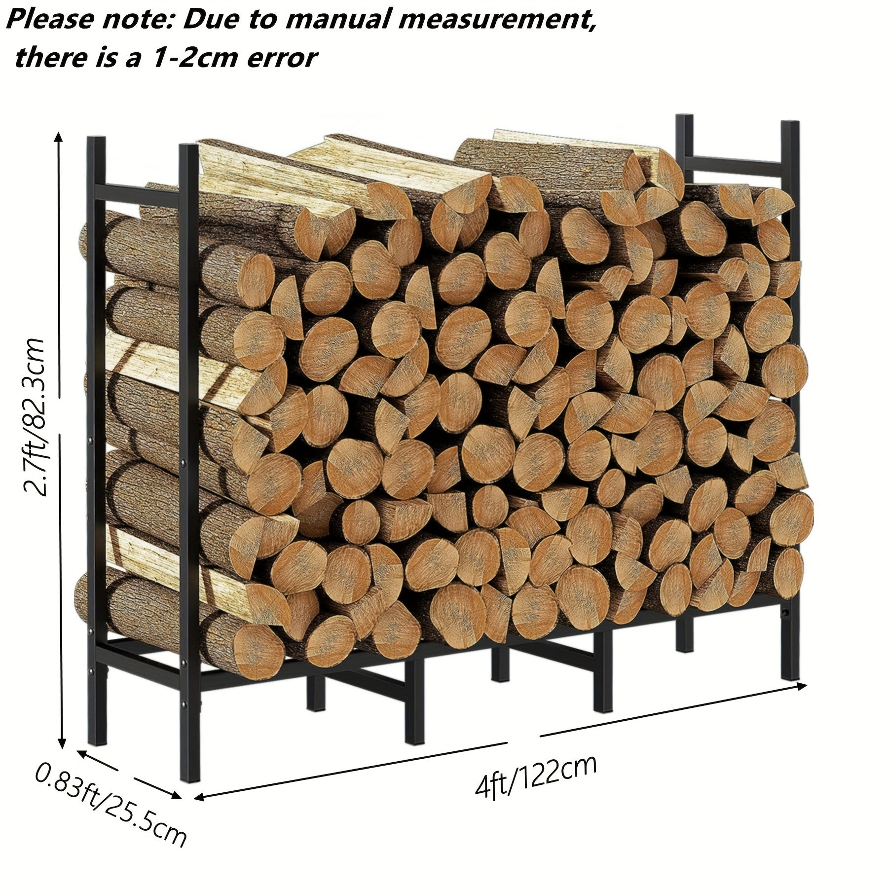 Indoor Outdoor Metal Log Storage Rack Heavy Duty Firewood Holder 243.84 cm