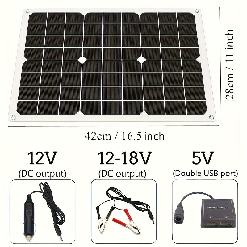 Cargador de panel solar plegable de 25W portátil de plástico blanco para camping, coche, motocicleta, emergencia