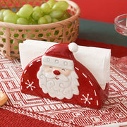 Christmas Santa Ceramic Napkin Holder with Embossed Holiday Design
