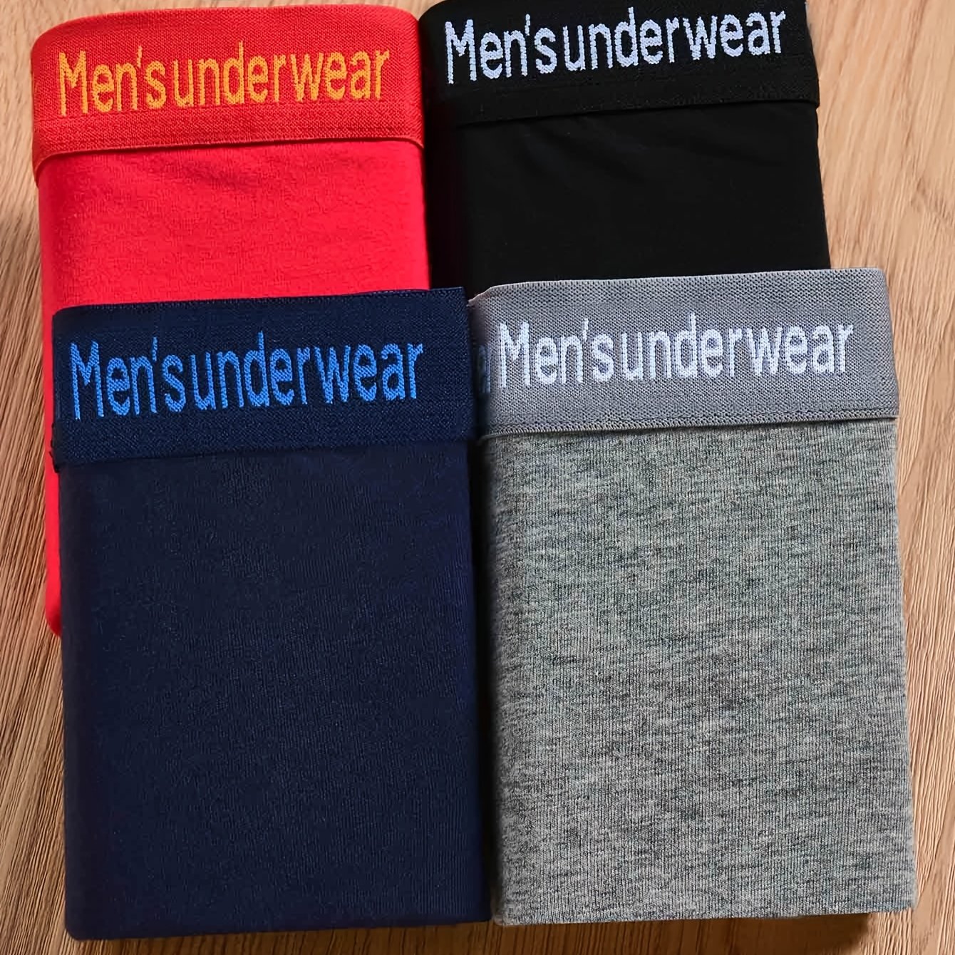 Men's Cotton Boxer Briefs Breathable Stretch Underwear with Alphabet Pattern for Daily Casual Wear