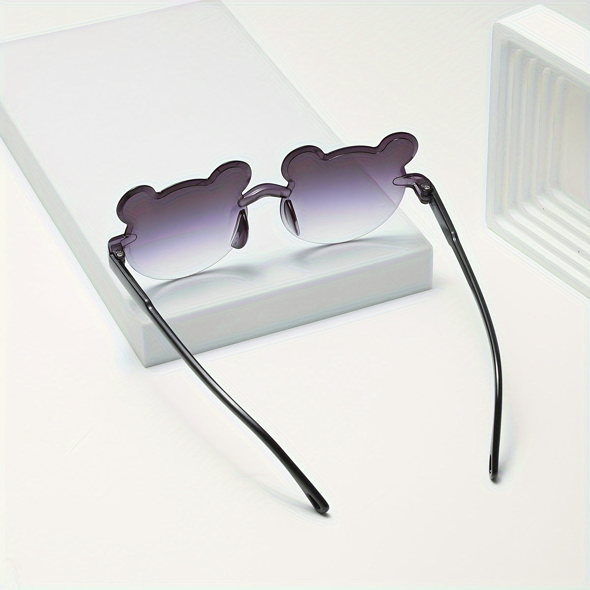 Set of 3 Cartoon Bear Decorative Glasses Frameless Gradient Lenses