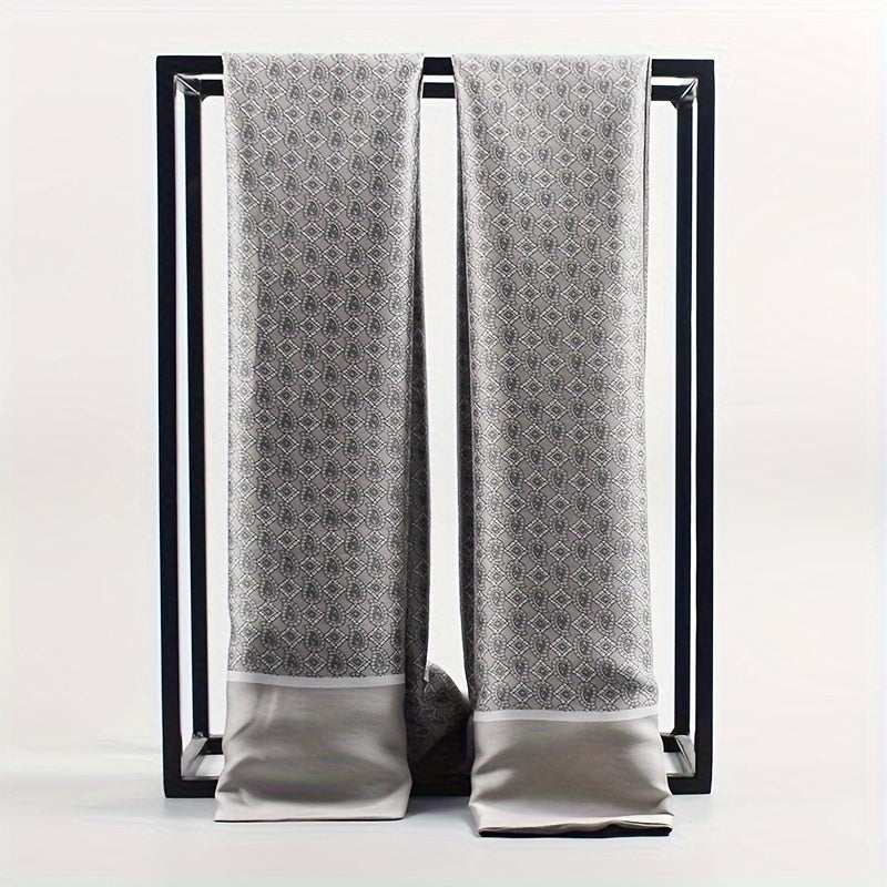 Men's Double Layered Scarf Soft Polyester Fashion Accessory Black